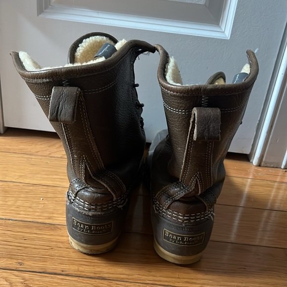 LL Bean Signature Women’s Bean Boot Shearling Lined 10” green leather - Picture 5 of 8